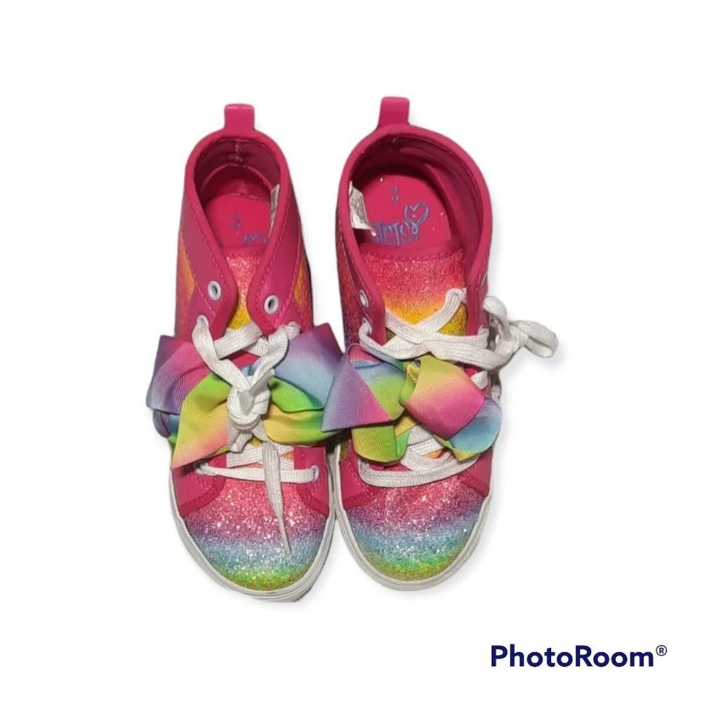 Skechers Jojo Siwa Girls Sneakers HighTop Glitter‎ Rainbow Tye Dye Size 3